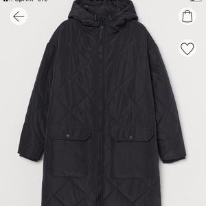 NWT H&M Oversized Black Long Length Quilted Puffer Coat
